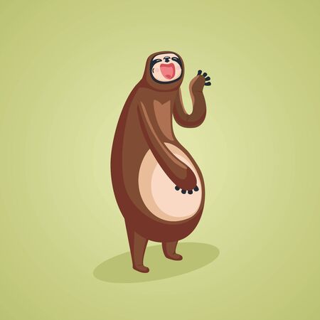 Yawing sloth. Isolated cartoon character.のイラスト素材