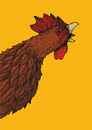 New year sign. Cock line art designのイラスト素材