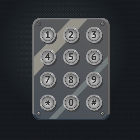 Number keypad. Interface with metal buttons. Phone keys.のイラスト素材