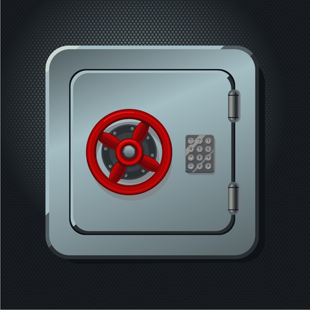 Metal safe box with digital lock realictic vector illustration.のイラスト素材