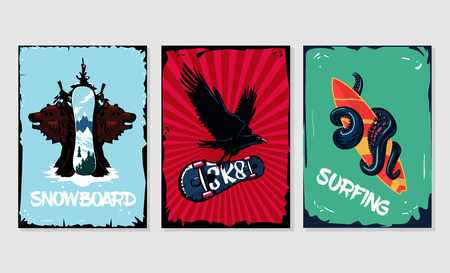 Extreme sports posters designのイラスト素材
