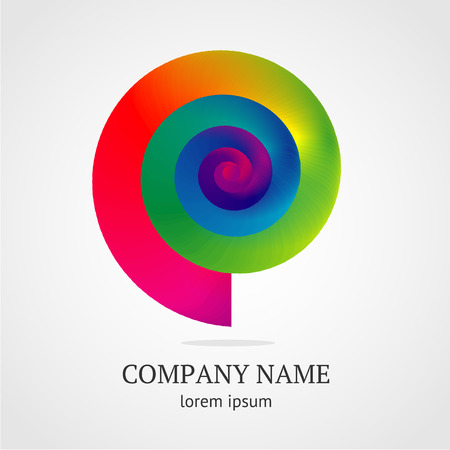 Abstract spiral symbol with vibrant color gradient. Color shell emblem for company identity. Vector business sign.のイラスト素材