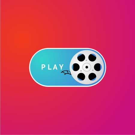 Switch button with cinema film. On demand video concept. Movie festival poster.のイラスト素材