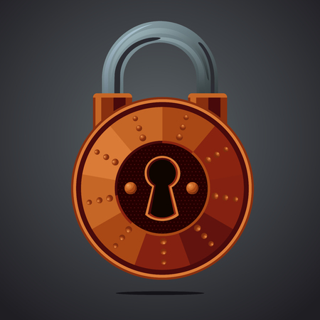 Cartoon vector lock. Vintage vector icon. Game design concept for gui. Fantasy assets.のイラスト素材