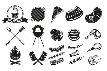 BBQ vintage emblem set.のイラスト素材