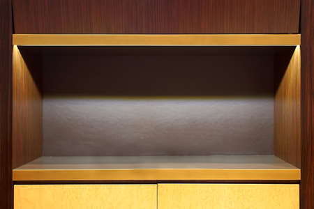 empty wooden shelfの写真素材