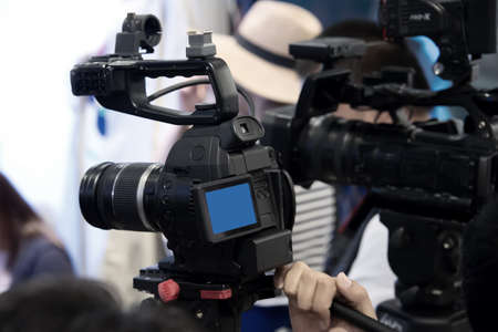 Professional video camcorder on dutyの写真素材
