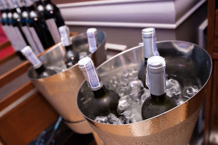 Wine bottle in ice bucket