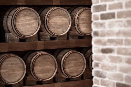 Wine Barrele in vintage colorの写真素材