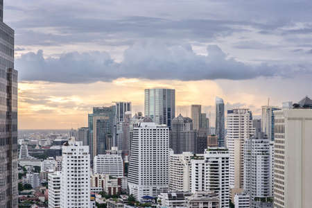 Bangkok city under the cloud in sunsetの写真素材