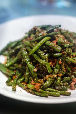 Chinese stir fried green bean - fried yard long beanの写真素材