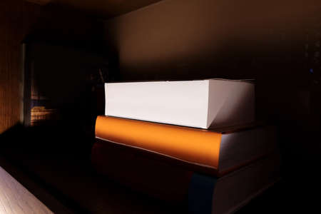 Books on shelf with blank spine for your copy