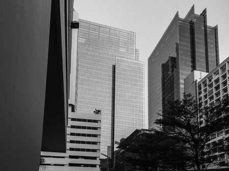 Black and white perspective of bangkok office buildingの写真素材