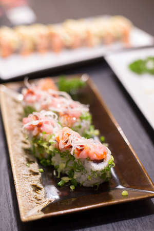 Japanese spring onion roll - healthy japanese makiの写真素材