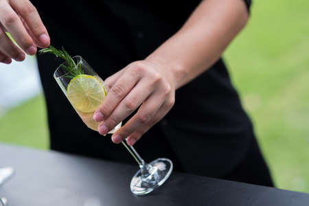 Bartender making cocktail