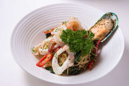 spaghetti supreme seafoodの写真素材