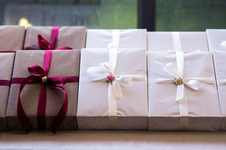 Gift boxes in holiday party