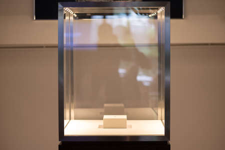 Neat cube empty glass showcase displayの写真素材