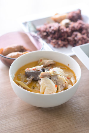 Tom Kha Gai - Thai white curry herb with chickenの写真素材