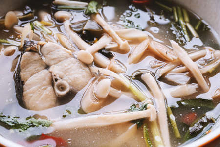 Tom yum Giant perch fish fillet
