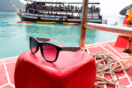 Sunglasses on the boat.の写真素材