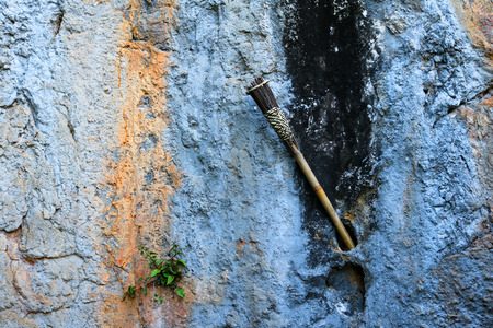 The torch on the wall limestone caves.の写真素材