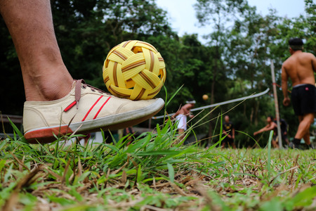 The feet with rattan ball.の写真素材
