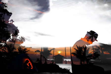 Man imagination background by using the program color range and clipping mask to included two images together.の写真素材