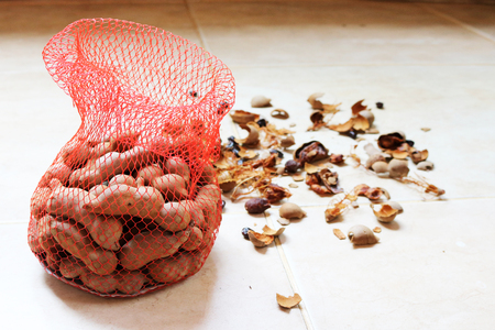 Tamarind in mesh bags.