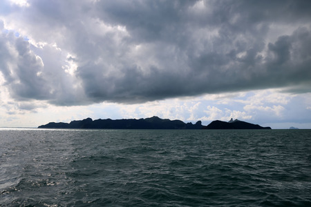 Sea Island and the rain clouds sky in Thailand.