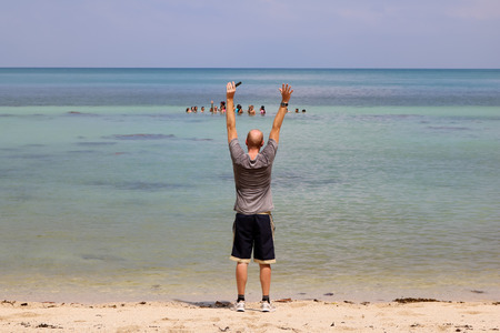 Samui international school students are swimming and playing on the beach. At ang thong island Thailand,March 16 2017.のeditorial素材