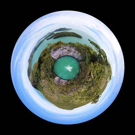World and nature concept, View of archipelago island in Thailand.Circle design image.