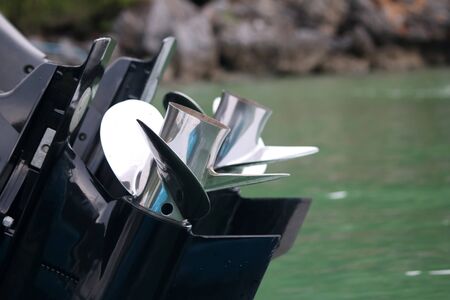 The propeller of the speed boat in the sea.の写真素材