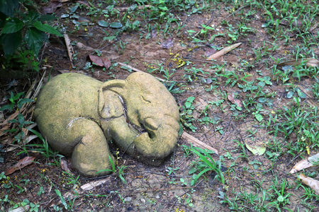The elephant statue in the nature garden in Thailand.の写真素材