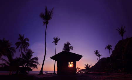 Panoramic landscape of coconut beach sunrise  early morning at Mu Ko Ang Thong Thailand