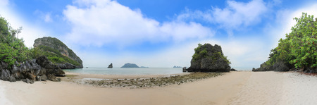 Panorama landscape of Island and sand beach at Songpeenong Beach Ko Paluai ,Mu Ko Ang Thong National park ,Samui Gulf of Thailandの写真素材