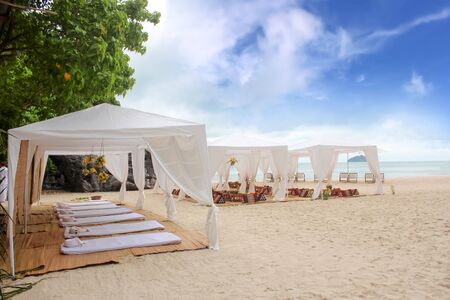 Seating comfort for the tourists on the tropical beach in Thailand.の写真素材
