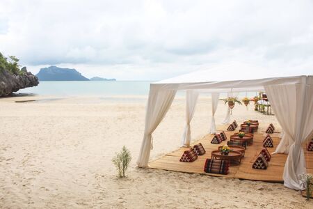 Seating comfort for the tourists on the tropical beach in Thailand.の写真素材