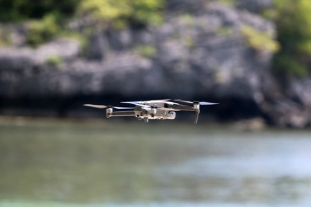 Police in Thailand are supervising drone operations on beaches at tourist attractions for safety reasons.の写真素材