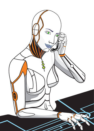 The secretary future/vector the woman the robotのイラスト素材