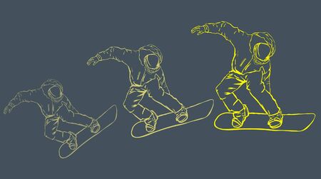 The sportsman flying on a board in a high jumpのイラスト素材