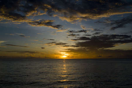 Sunset over a Maldivian Lagoonの写真素材