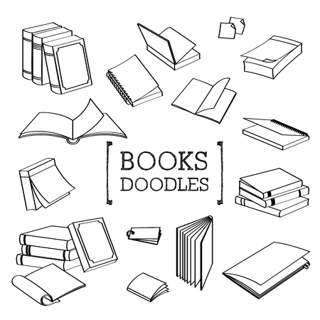 Books Doodle, Hand drawing styles of books.のイラスト素材