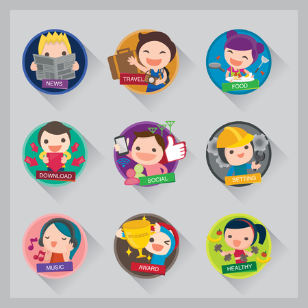 Set of avatars. Vector illustration, flat icons. Characters for webのイラスト素材