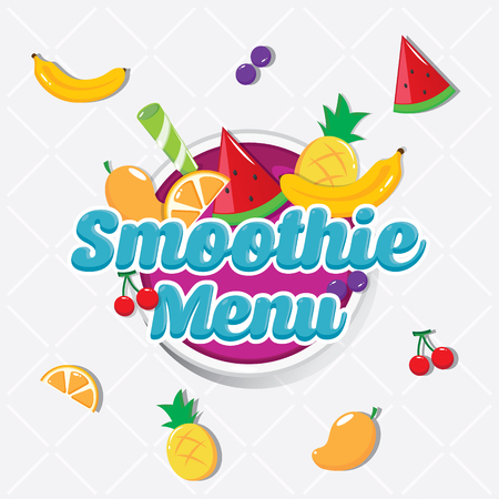 Several tropical fruits for smoothies menu. Vector illustrationのイラスト素材