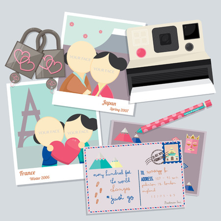 Cute template for lover couple Holiday.のイラスト素材