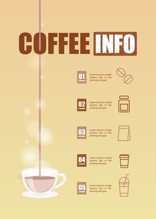 Infographics Coffee design template with icons, vector illustrationのイラスト素材