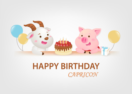 Birthday greeting card on white background.Capricorn's birthday. - Vectorのイラスト素材