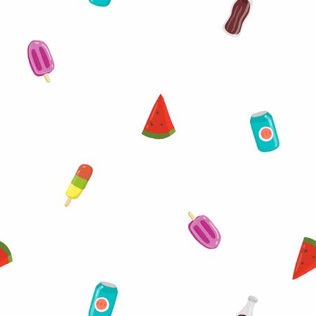Seamless pattern cute food and snack. Vector illustration.