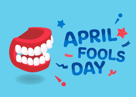 Vector illustration for April fools day with funny teeth.のイラスト素材